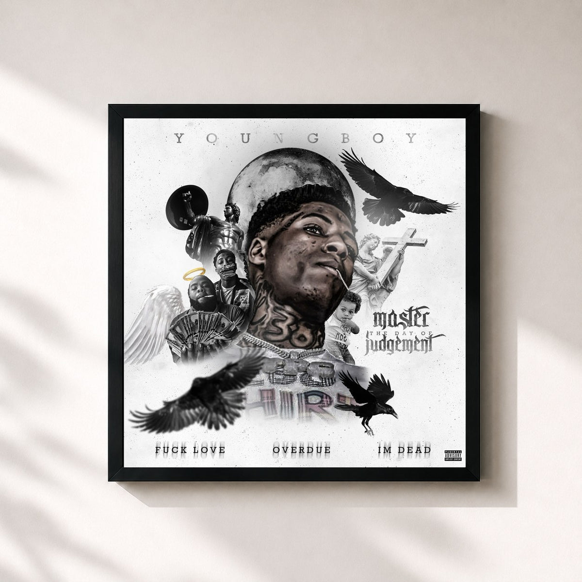 #noir Master the Day of Judgement di YoungBoy Never Broke Again in stampa quadrata incorniciata, cornice nera 32x32 cm