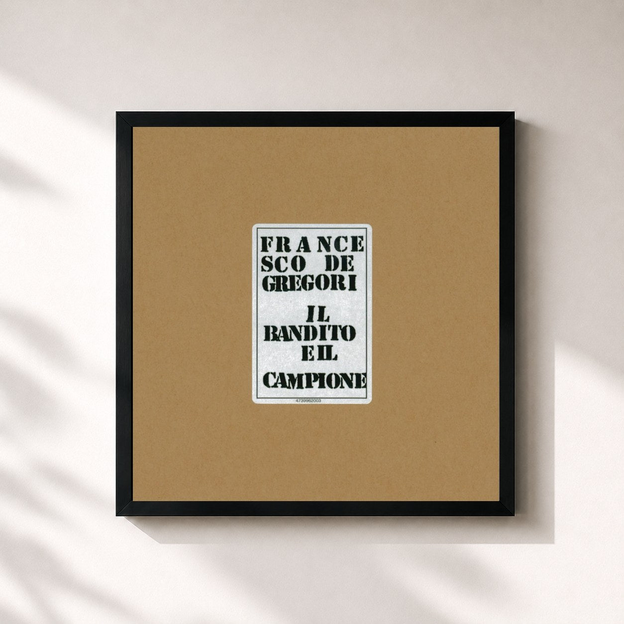 #noir Tableau carré de l'album Il Bandito E Il Campione de Francesco De Gregori, cadre noir 32x32 cm