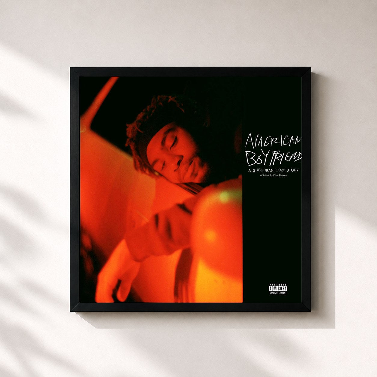 #noir Tableau carré de l'album American Boyfriend: A Suburban Love Story de Kevin Abstract, cadre noir 32x32 cm