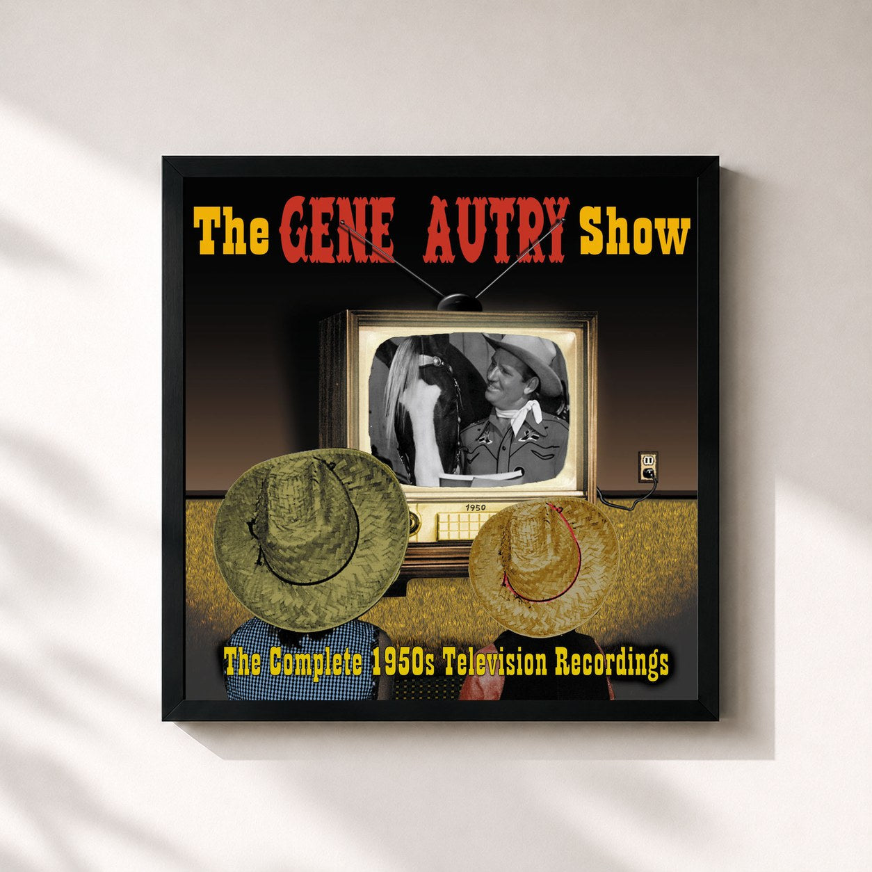 #noir Tableau carré de l'album The Gene Autry Show: The Complete 1950's Television Recordings de Gene Autry, cadre noir 32x32 cm