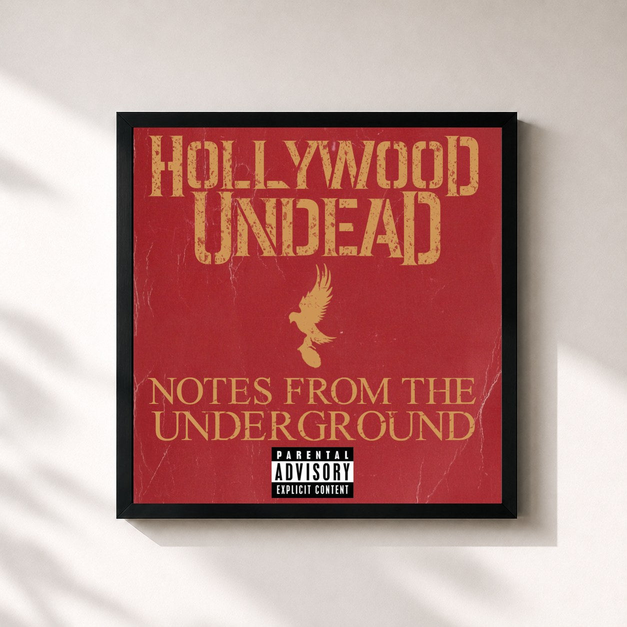 #noir Tableau carré de l'album Notes From The Underground de Hollywood Undead, cadre noir 32x32 cm