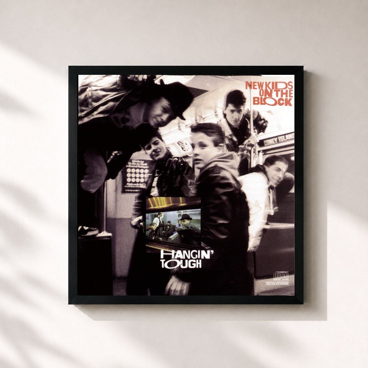 #noir Tableau carré de l'album Hangin' Tough de New Kids on the Block, cadre noir 32x32 cm