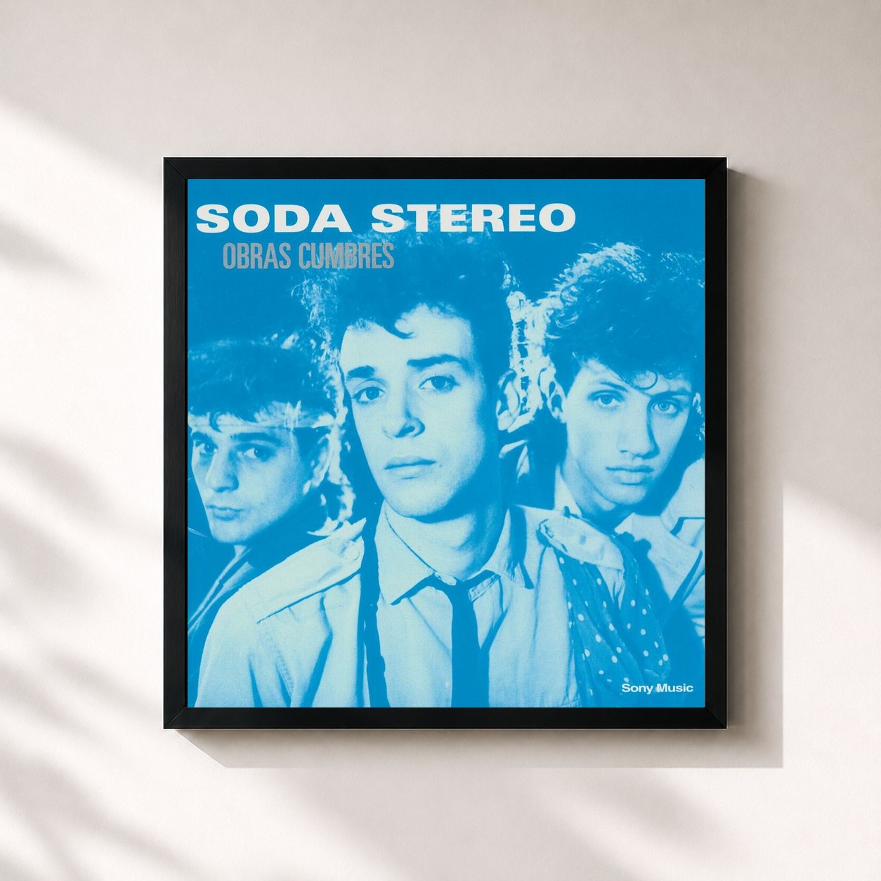 #noir Tableau carré de l'album Obras Cumbres de Soda Stereo, cadre noir 32x32 cm