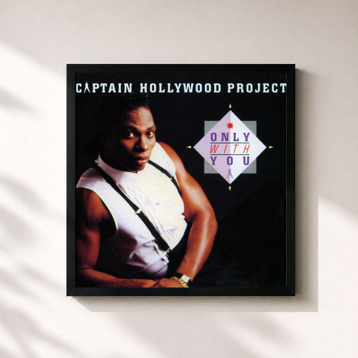 #noir Tableau carré de l'album Only With You de Captain Hollywood Project, cadre noir 32x32 cm