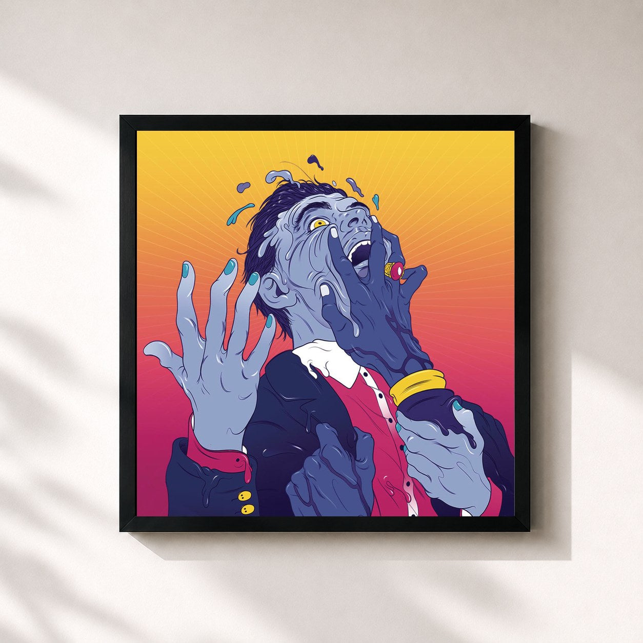 #noir Tableau carré de l'album Get To Heaven (Deluxe) de Everything Everything, cadre noir 32x32 cm
