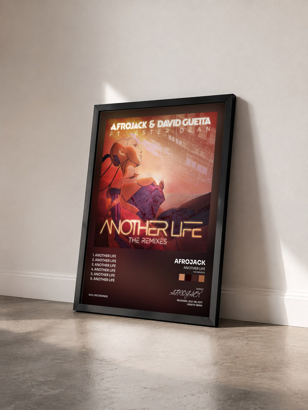 #noir Tableau de l'album Another Life (The Remixes) de AFROJACK vu de trois quarts, cadre noir