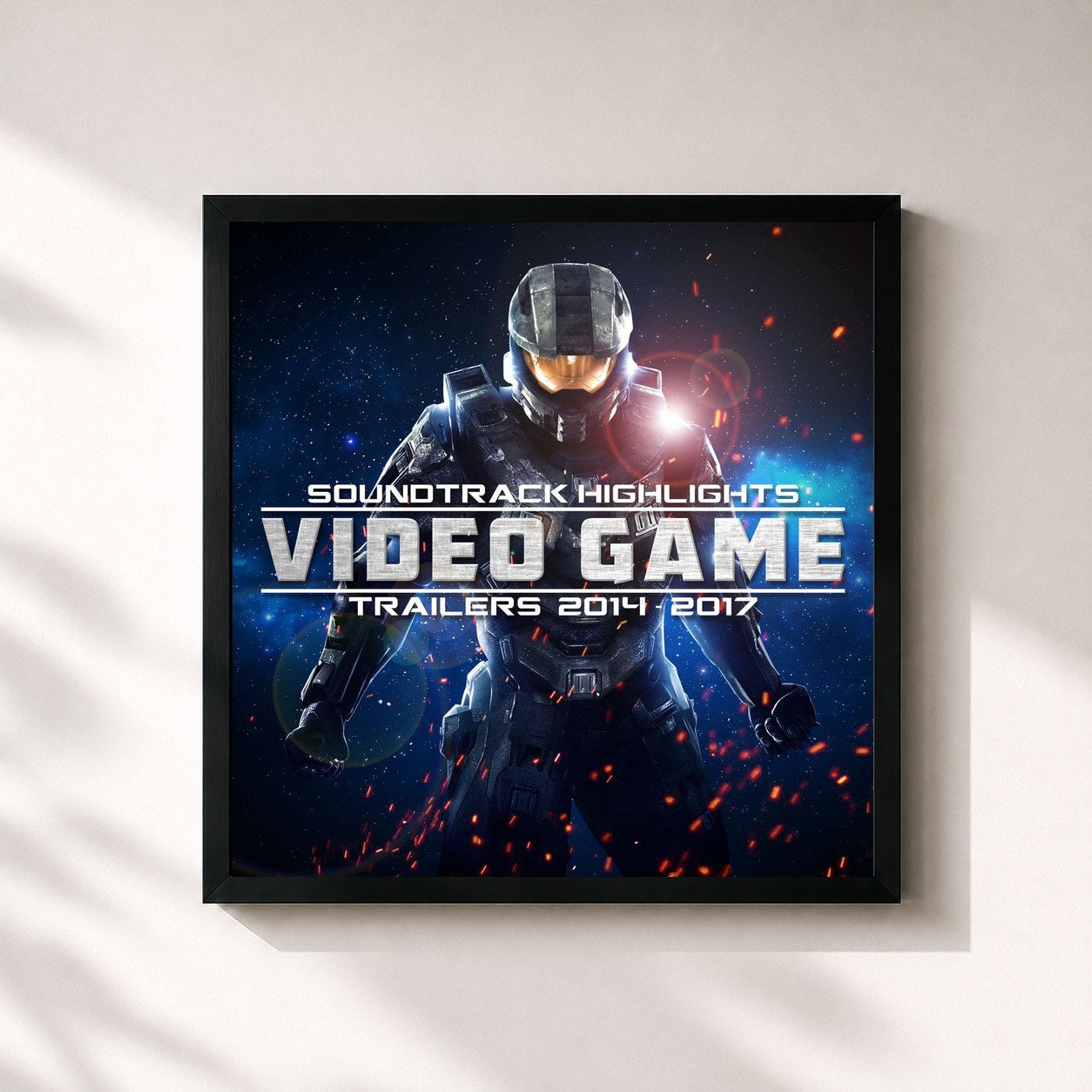 #noir Tableau carré de l'album Soundtrack Highlights: Video Game Trailers 2014 - 2017 de L'orchestra Cinematique, cadre noir 32x32 cm