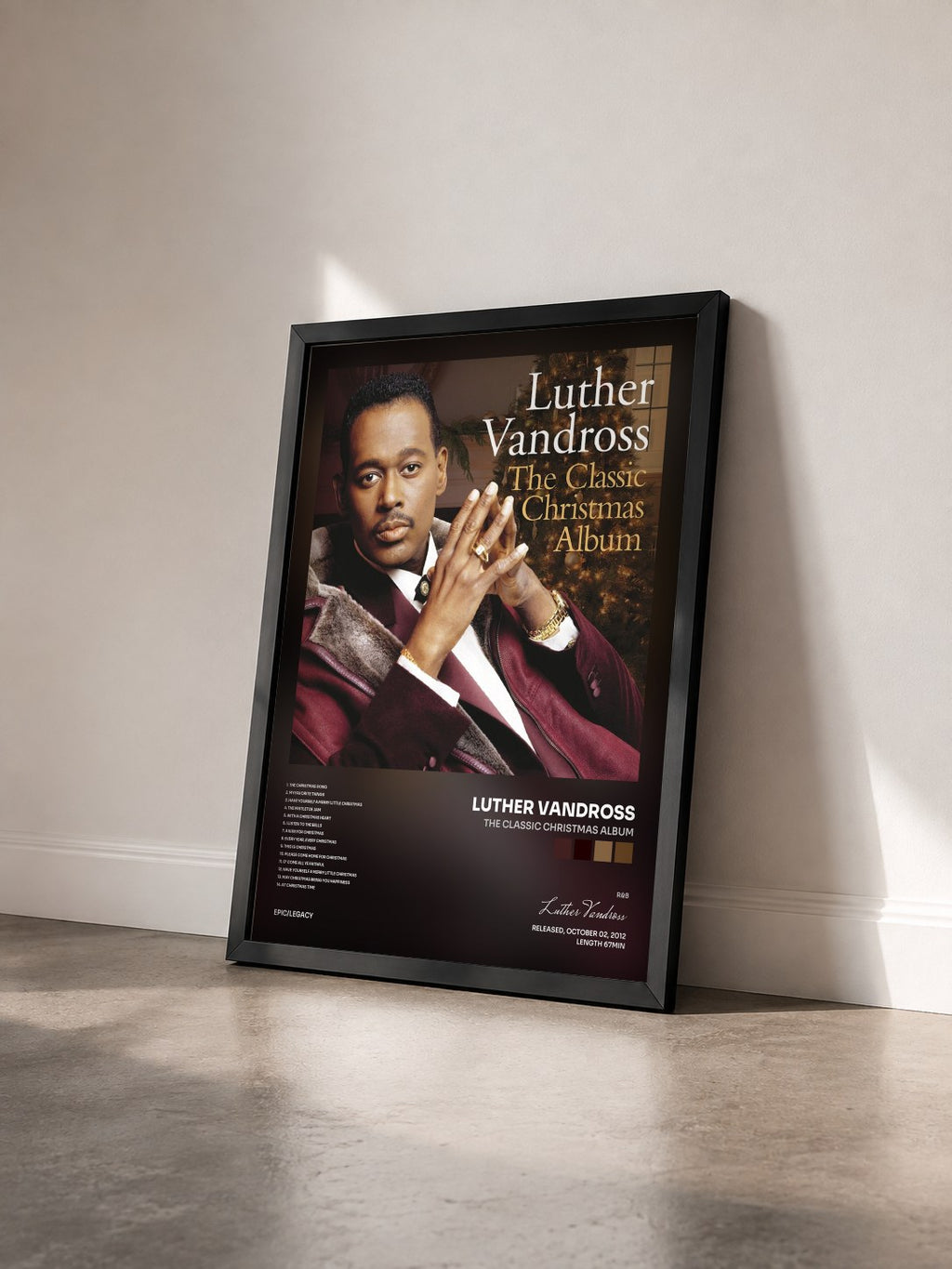 #noir The Classic Christmas Album de Luther Vandross en lámina enmarcada vista de tres cuartos, marco negro
