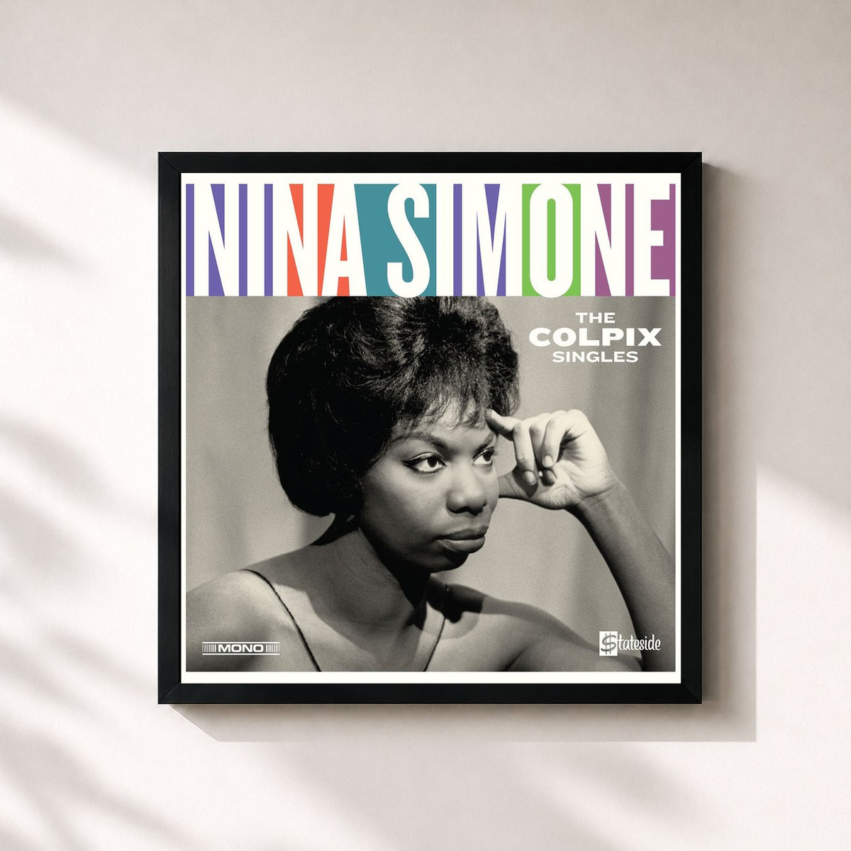 #noir Tableau carré de l'album The Colpix Singles (Mono; 2017 Remaster) de Nina Simone, cadre noir 32x32 cm