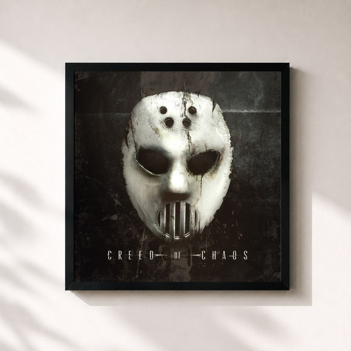 #noir Creed Of Chaos von Angerfist als quadratischer Kunstdruck, schwarzer Rahmen 32x32 cm