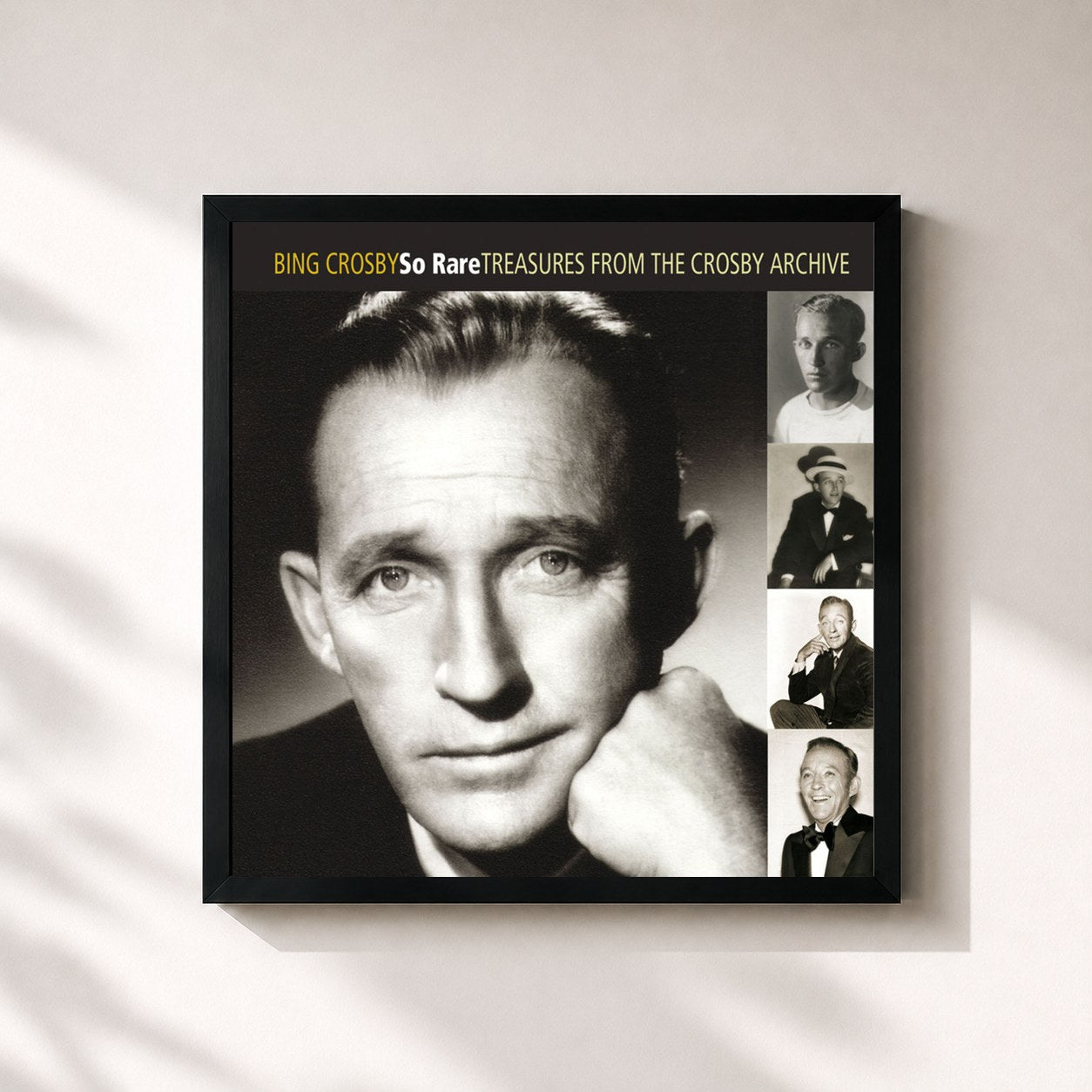 #noir Tableau carré de l'album So Rare: Treasures From The Crosby Archive de Bing Crosby, cadre noir 32x32 cm