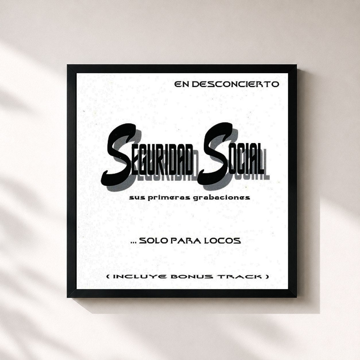#noir Tableau carré de l'album Seguridad Social - Solo para Locos - En Desconcierto de Seguridad Social, cadre noir 32x32 cm