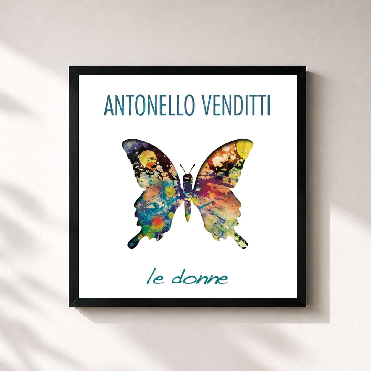 #noir Tableau carré de l'album Le Donne de Antonello Venditti, cadre noir 32x32 cm