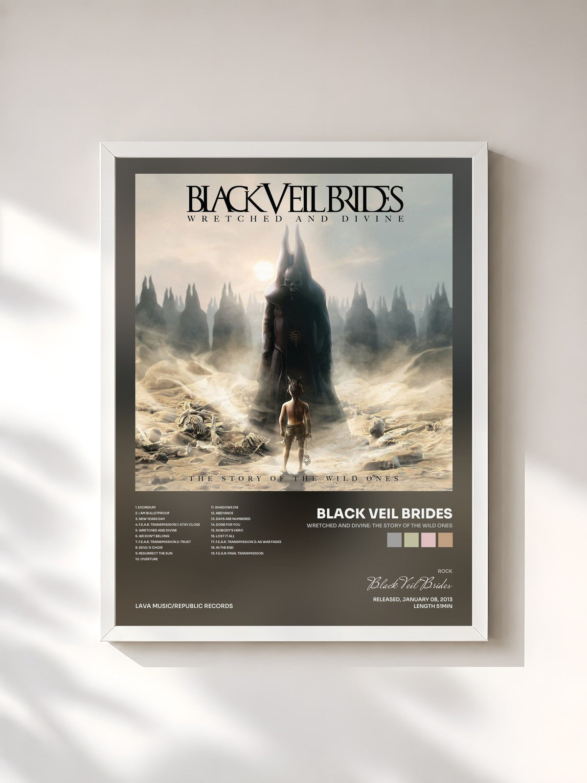 #blanc Wretched And Divine: The Story Of The Wild Ones de Black Veil Brides en lámina enmarcada, marco blanco, impresa y enmarcada en Francia
