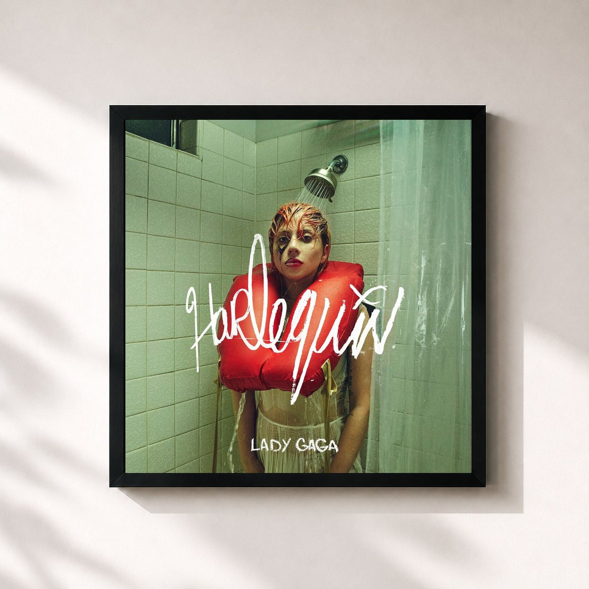 #noir Tableau carré de l'album Harlequin de Lady Gaga, cadre noir 32x32 cm