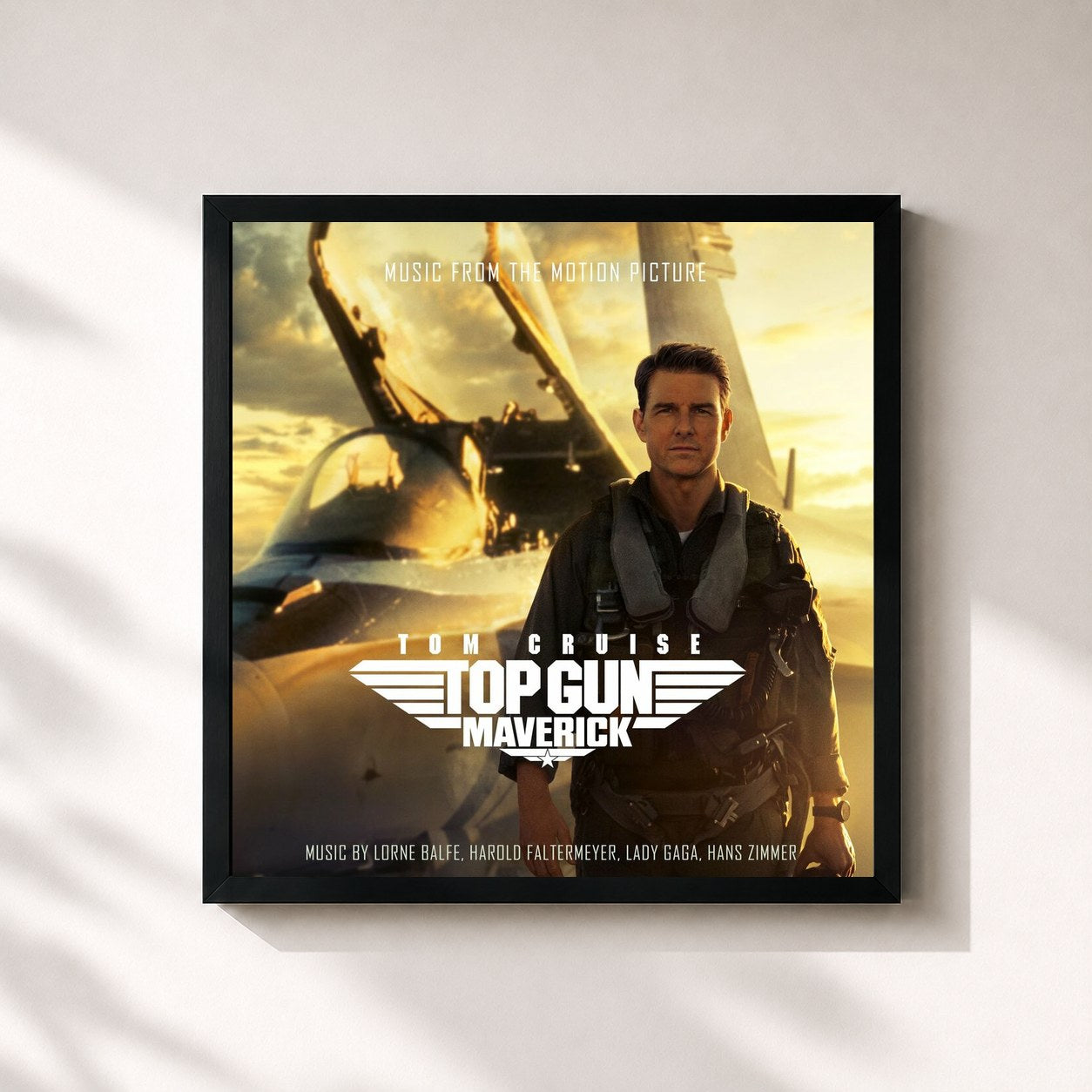 #noir Top Gun: Maverick (Music From The Motion Picture) by Lady Gaga as a square framed art print, black 32x32 cm frame