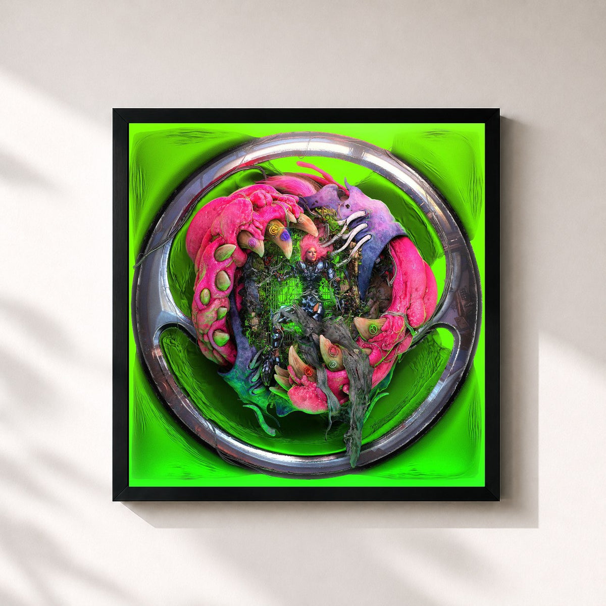 #noir Tableau carré de l'album Dawn Of Chromatica de Lady Gaga, cadre noir 32x32 cm