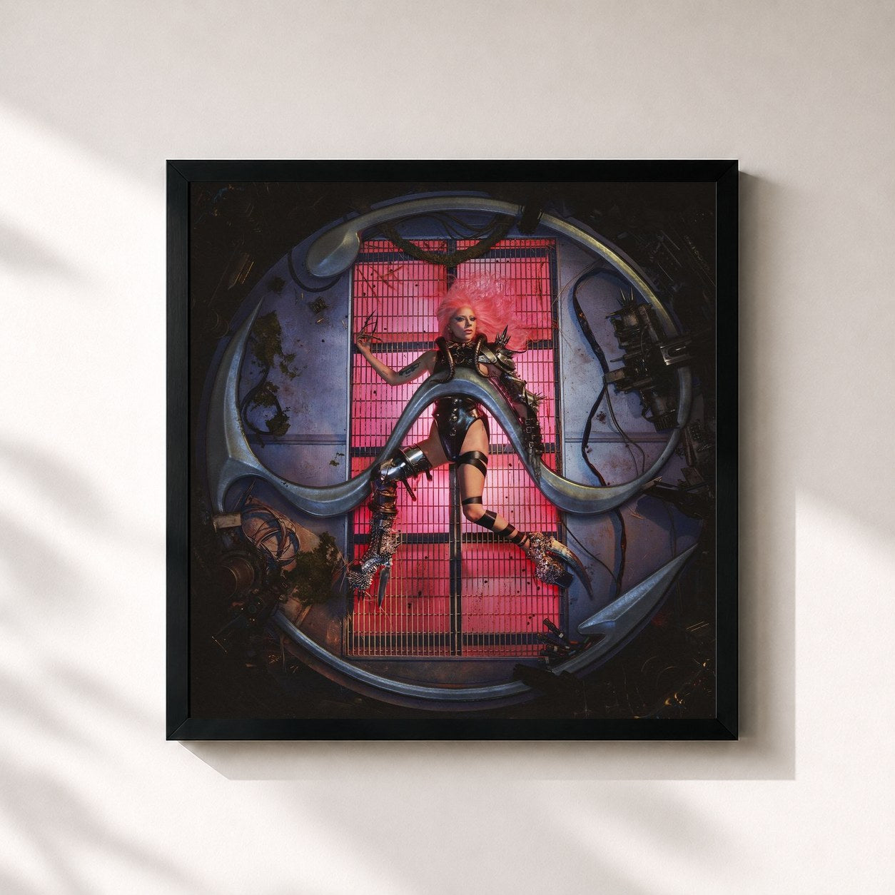 #noir Tableau carré de l'album Chromatica de Lady Gaga, cadre noir 32x32 cm