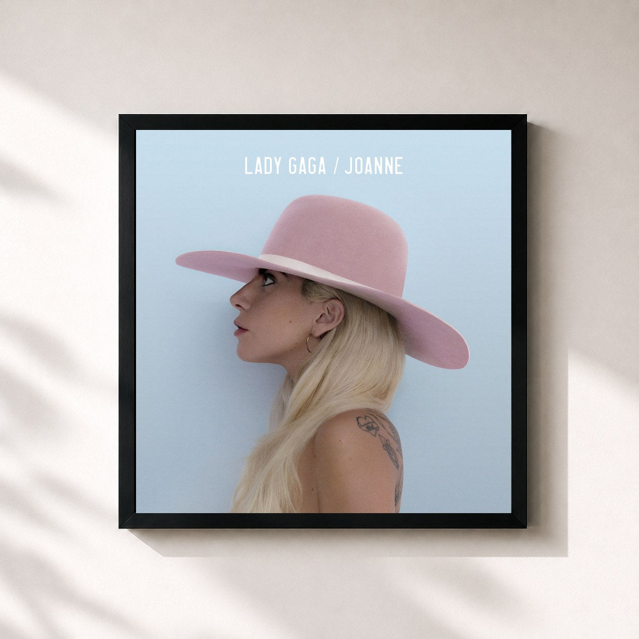 #noir Tableau carré de l'album Joanne de Lady Gaga, cadre noir 32x32 cm