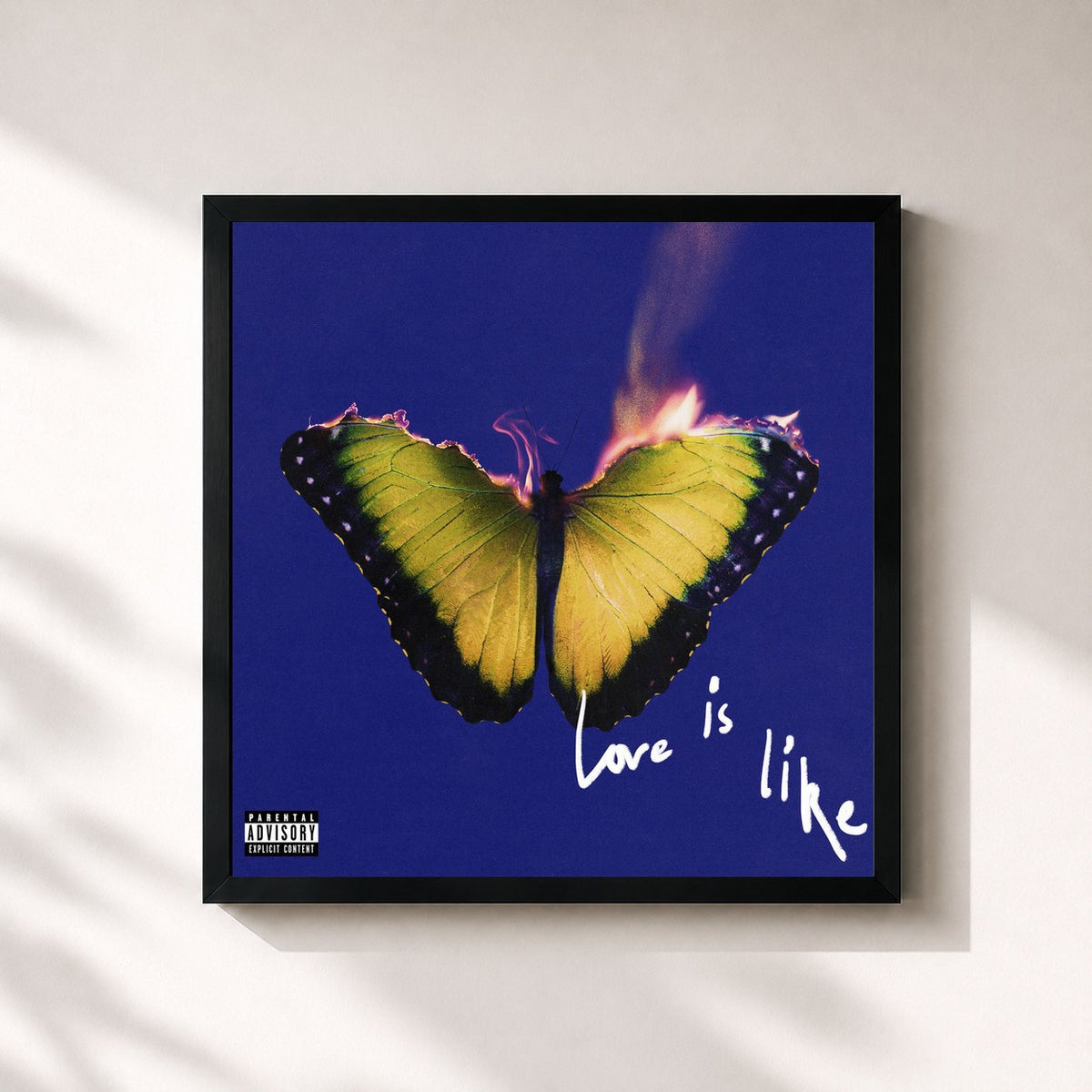 #noir Tableau carré de l'album Love Is Like de Maroon 5, cadre noir 32x32 cm