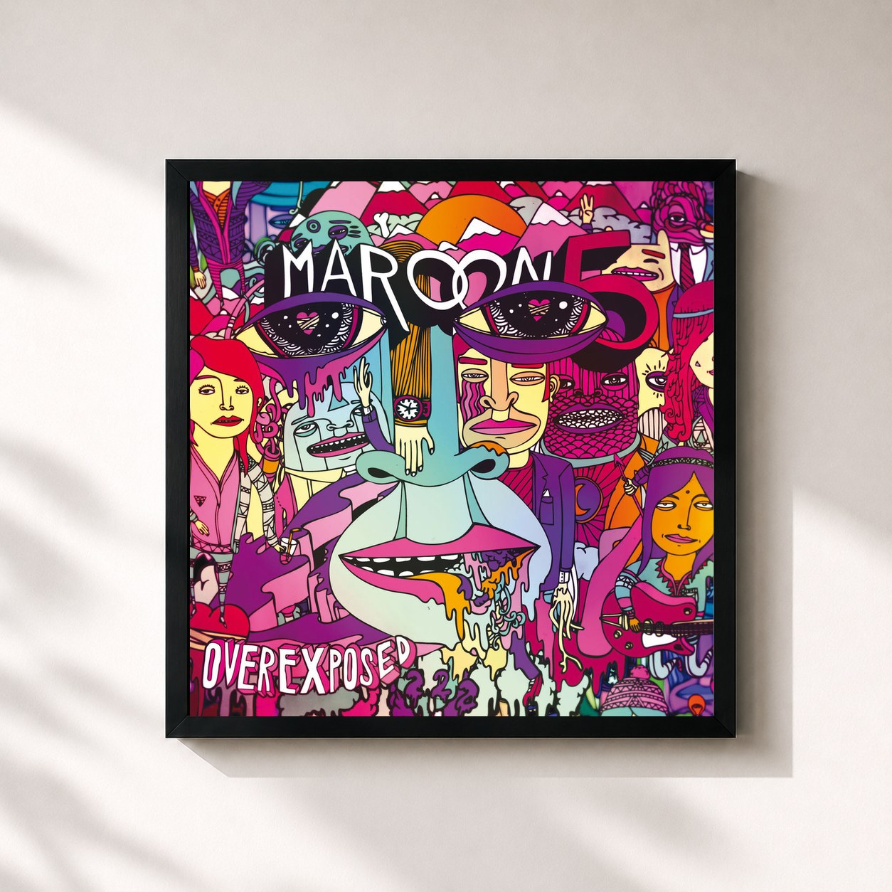 #noir Overexposed di Maroon 5 in stampa quadrata incorniciata, cornice nera 32x32 cm