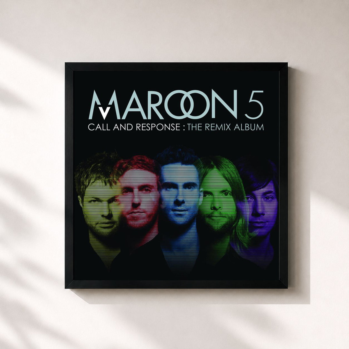 #noir Tableau carré de l'album Call And Response: The Remix Album de Maroon 5, cadre noir 32x32 cm