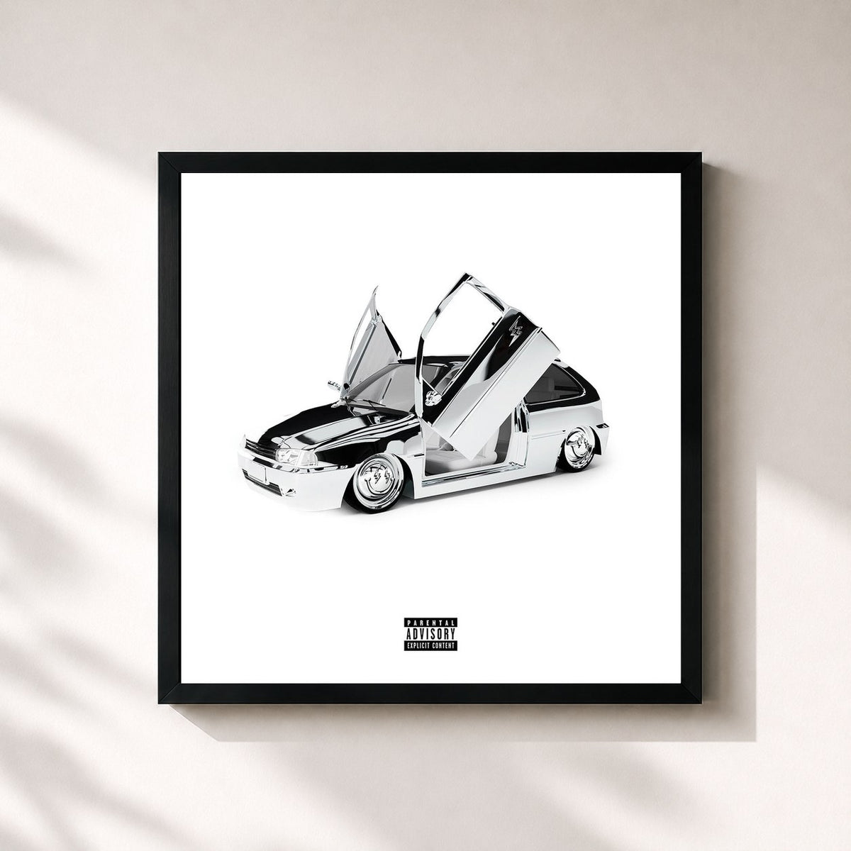 #noir Tableau carré de l'album Rayo de J Balvin, cadre noir 32x32 cm