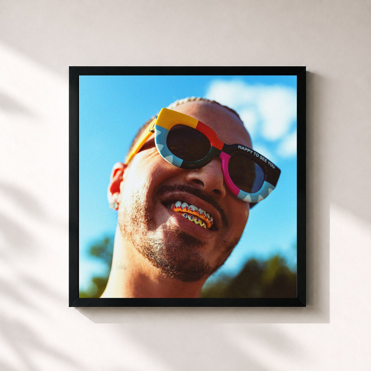 #noir Tableau carré de l'album JOSE de J Balvin, cadre noir 32x32 cm