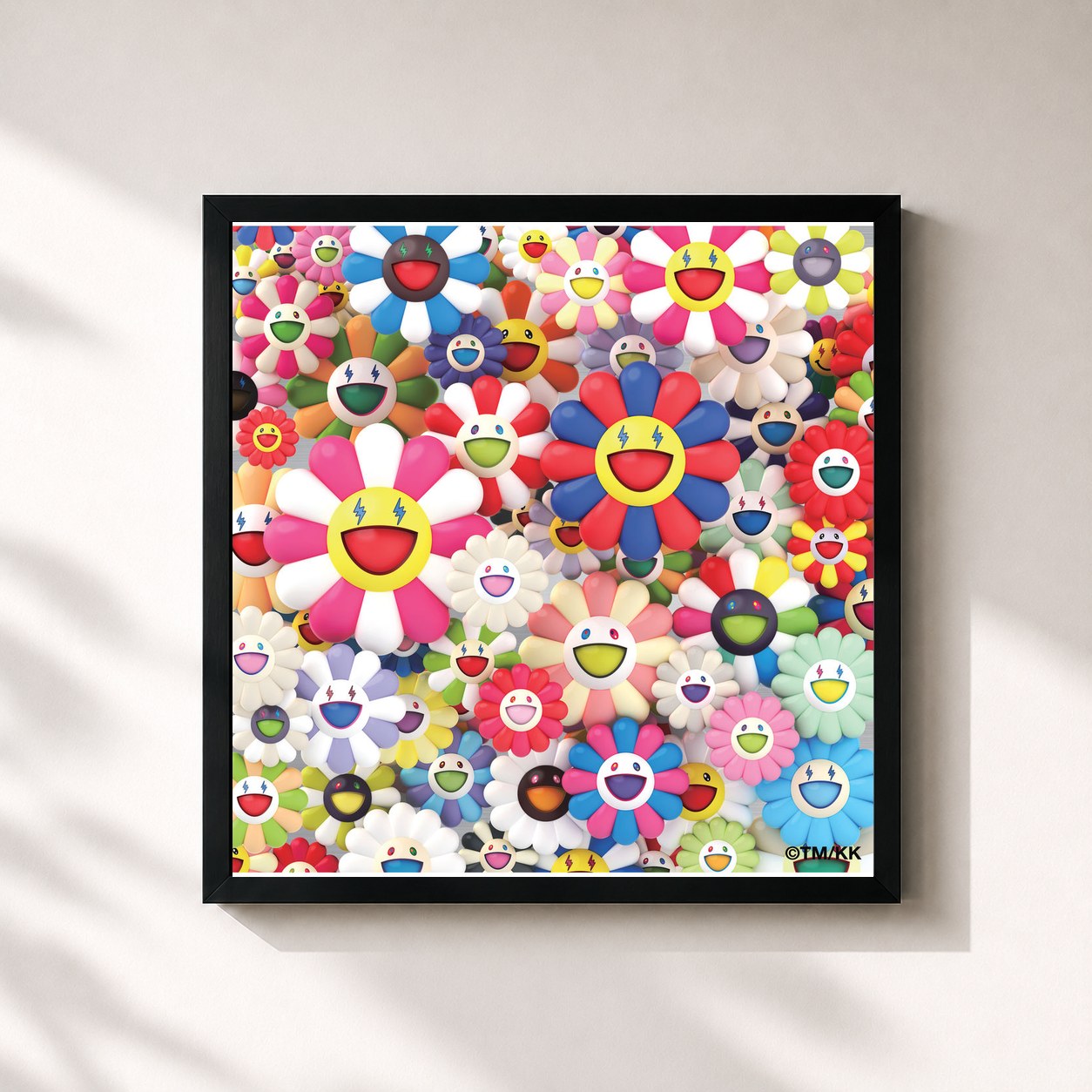#noir Tableau carré de l'album Colores de J Balvin, cadre noir 32x32 cm
