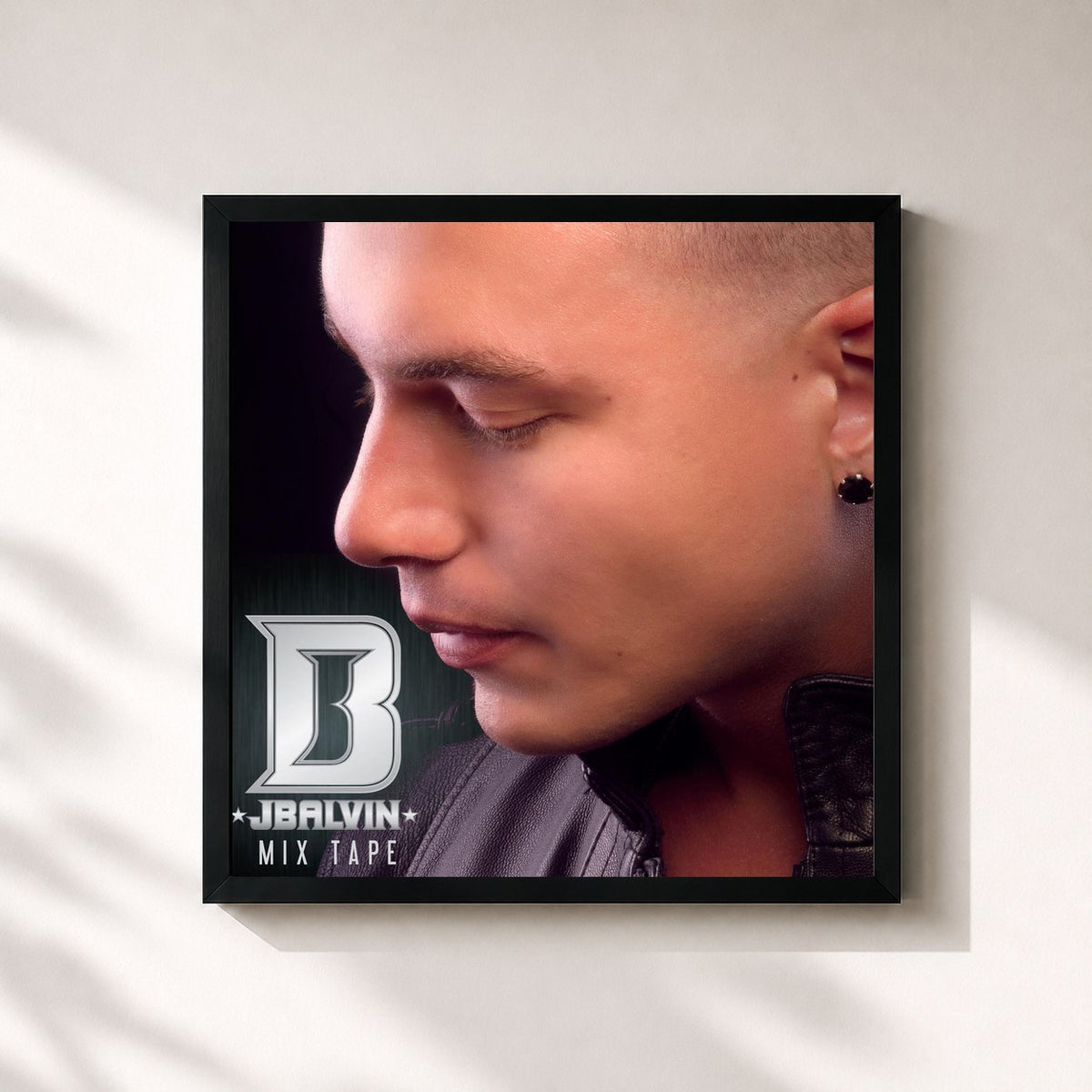 #noir Tableau carré de l'album J Balvin Mix Tape de J Balvin, cadre noir 32x32 cm