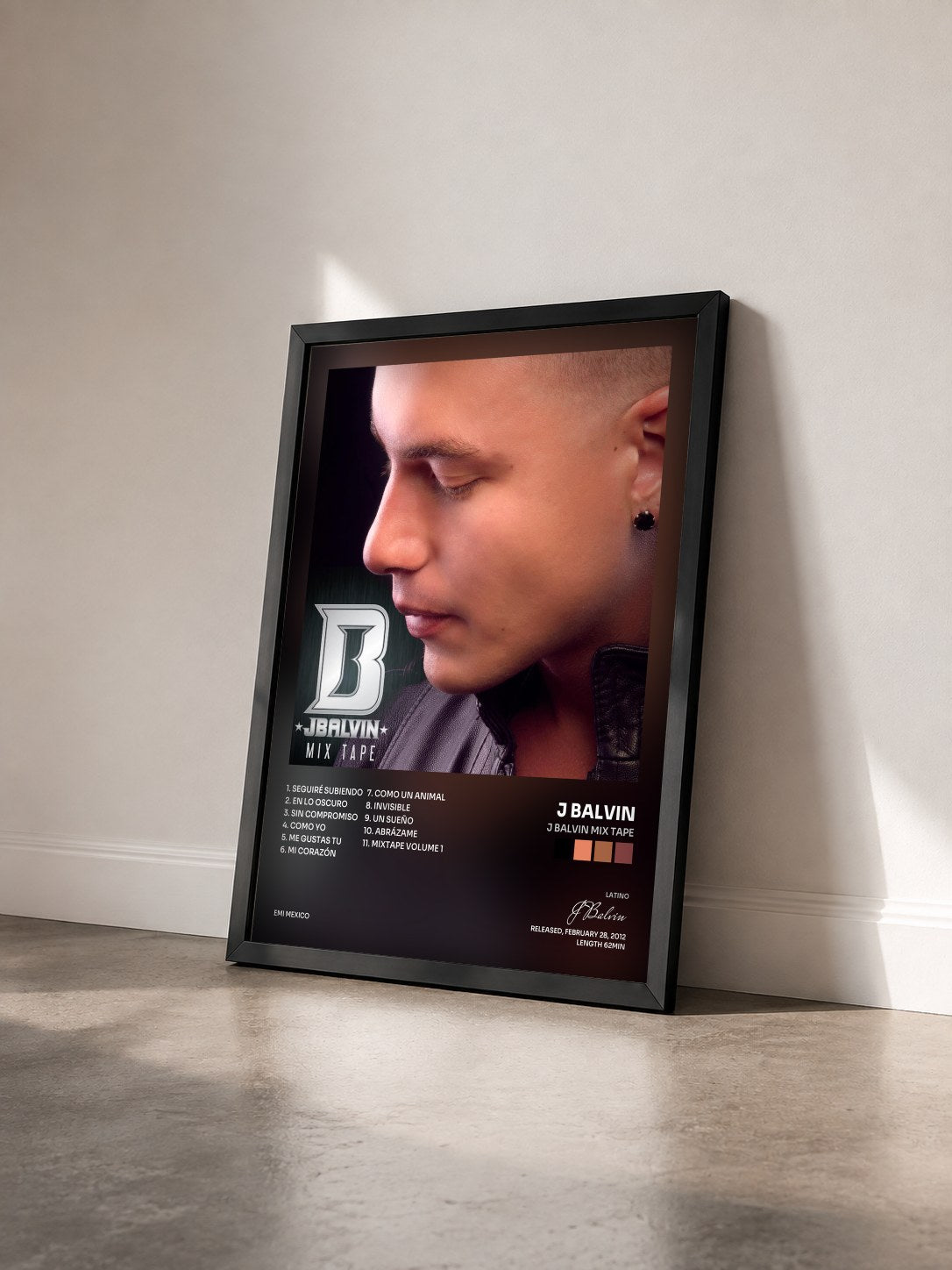 #noir Tableau de l'album J Balvin Mix Tape de J Balvin vu de trois quarts, cadre noir