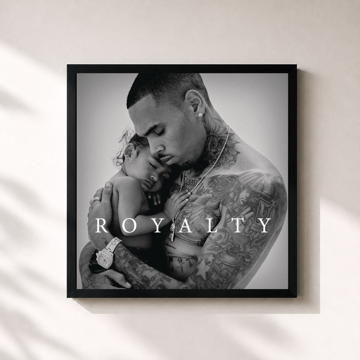 #noir Royalty (Deluxe Version) di Chris Brown in stampa quadrata incorniciata, cornice nera 32x32 cm