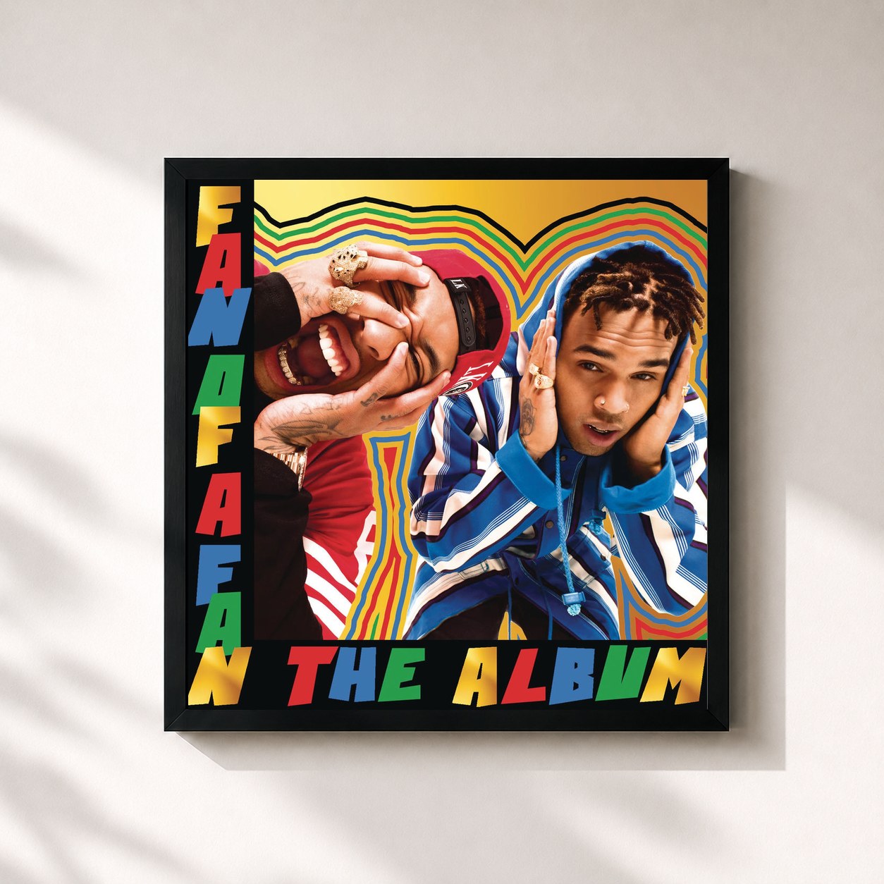 #noir Fan of A Fan The Album (Expanded Edition) by Chris Brown as a square framed art print, black 32x32 cm frame
