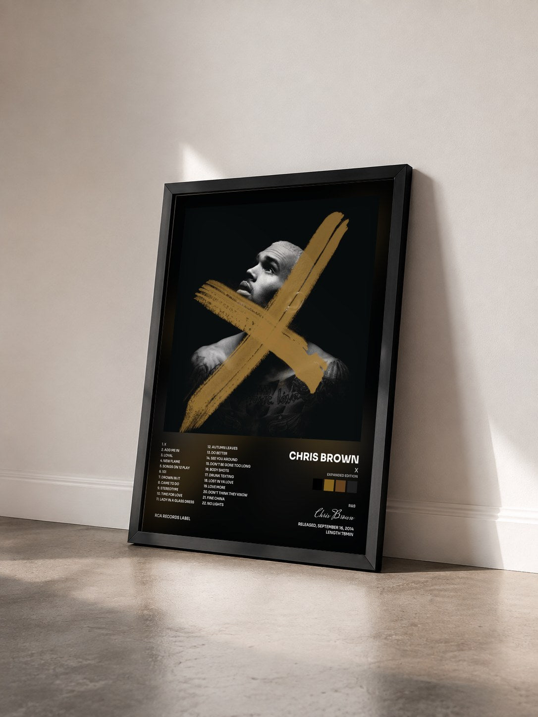 #noir Tableau de l'album X (Expanded Edition) de Chris Brown vu de trois quarts, cadre noir
