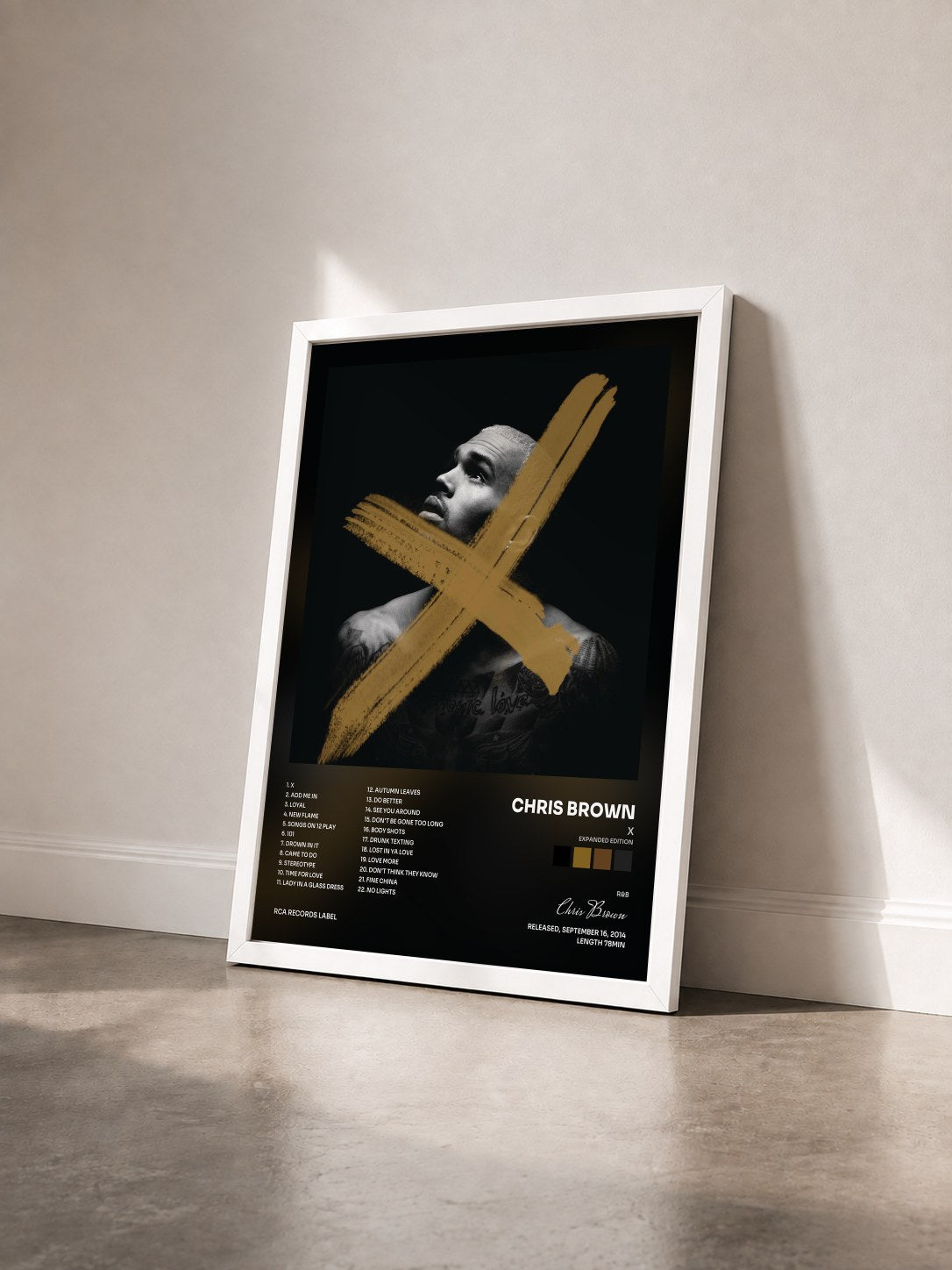 #blanc Tableau de l'album X (Expanded Edition) de Chris Brown vu de trois quarts, cadre blanc