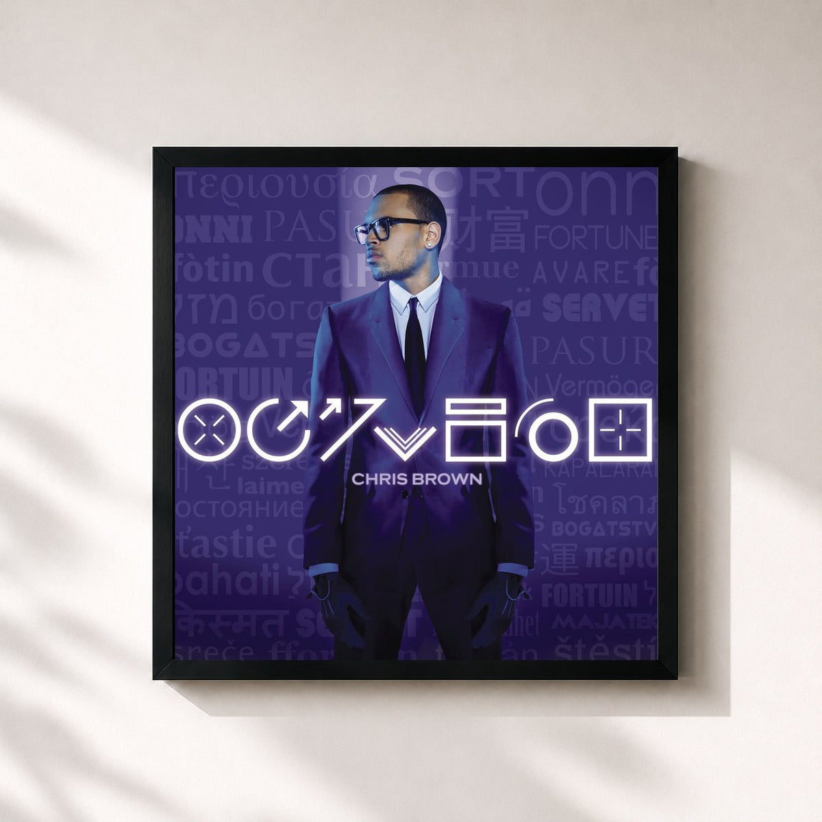 #noir Tableau carré de l'album Fortune (Expanded Edition) de Chris Brown, cadre noir 32x32 cm