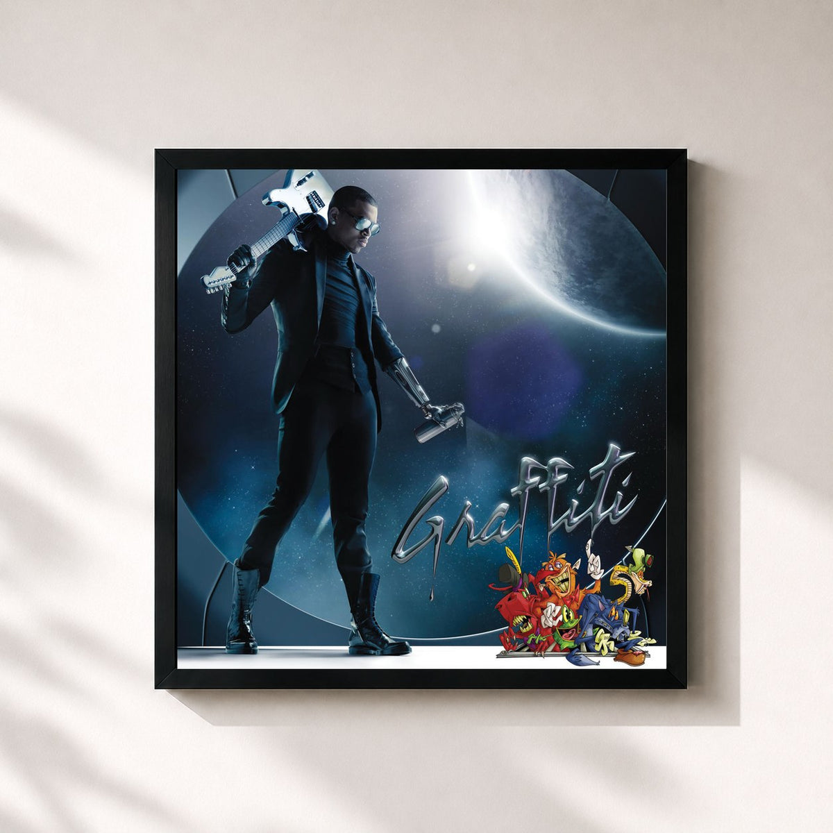 #noir Tableau carré de l'album Graffiti (Expanded Edition) de Chris Brown, cadre noir 32x32 cm
