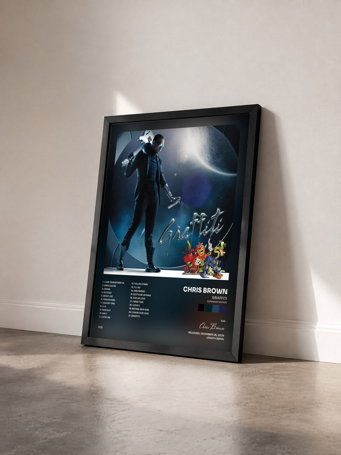 #noir Tableau de l'album Graffiti (Expanded Edition) de Chris Brown vu de trois quarts, cadre noir