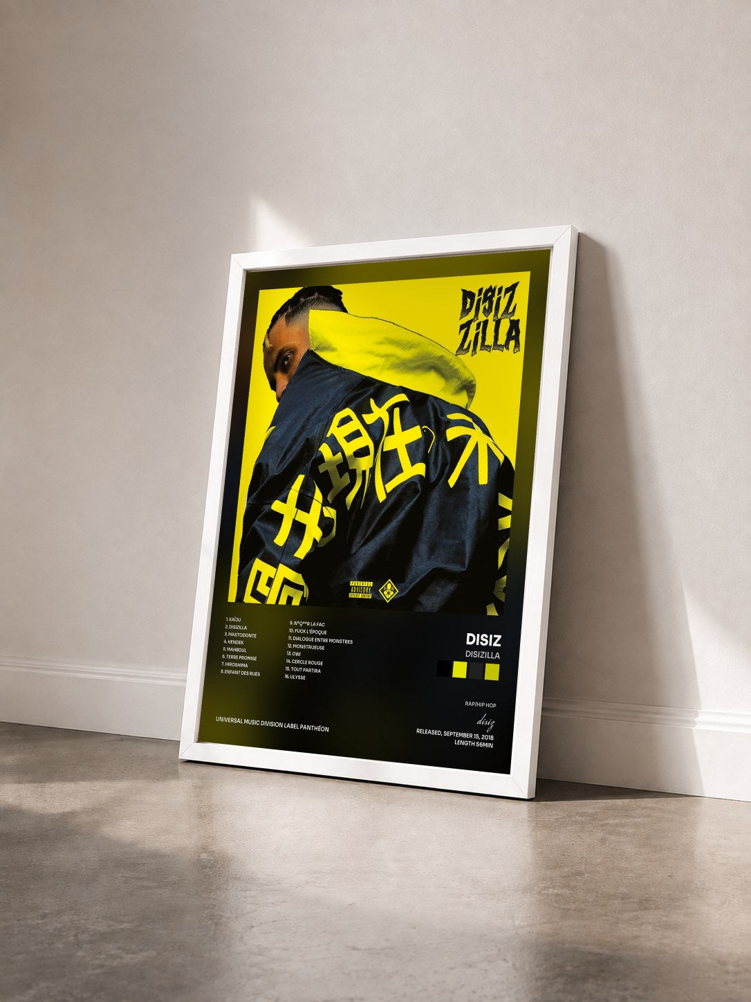#blanc Tableau de l'album Disizilla de disiz vu de trois quarts, cadre blanc