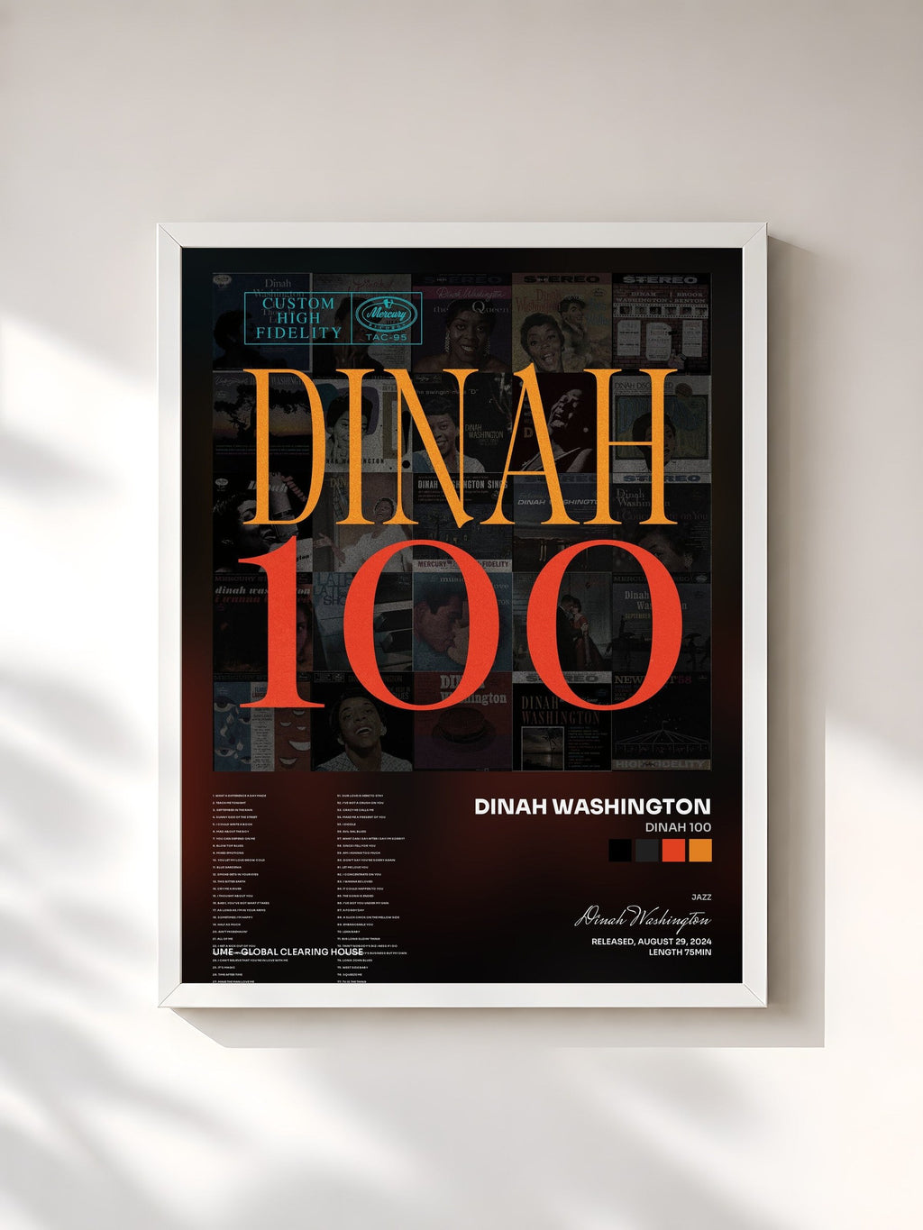 #blanc Dinah 100 di Dinah Washington in stampa incorniciata, cornice bianca, stampata e incorniciata in Francia