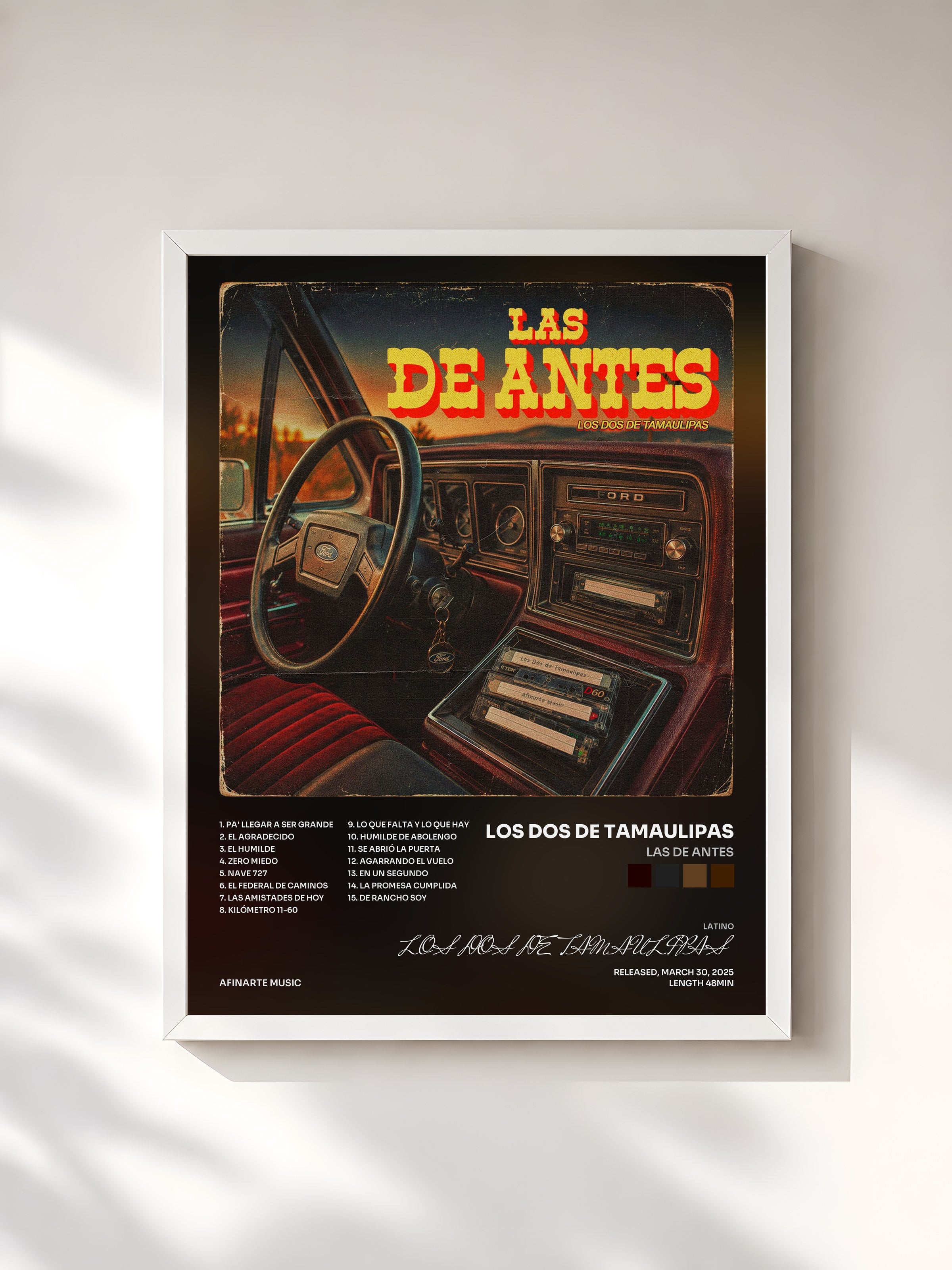 #blanc Tableau de l'album Las De Antes de LOS DOS DE TAMAULIPAS, cadre blanc, imprimé et encadré en France
