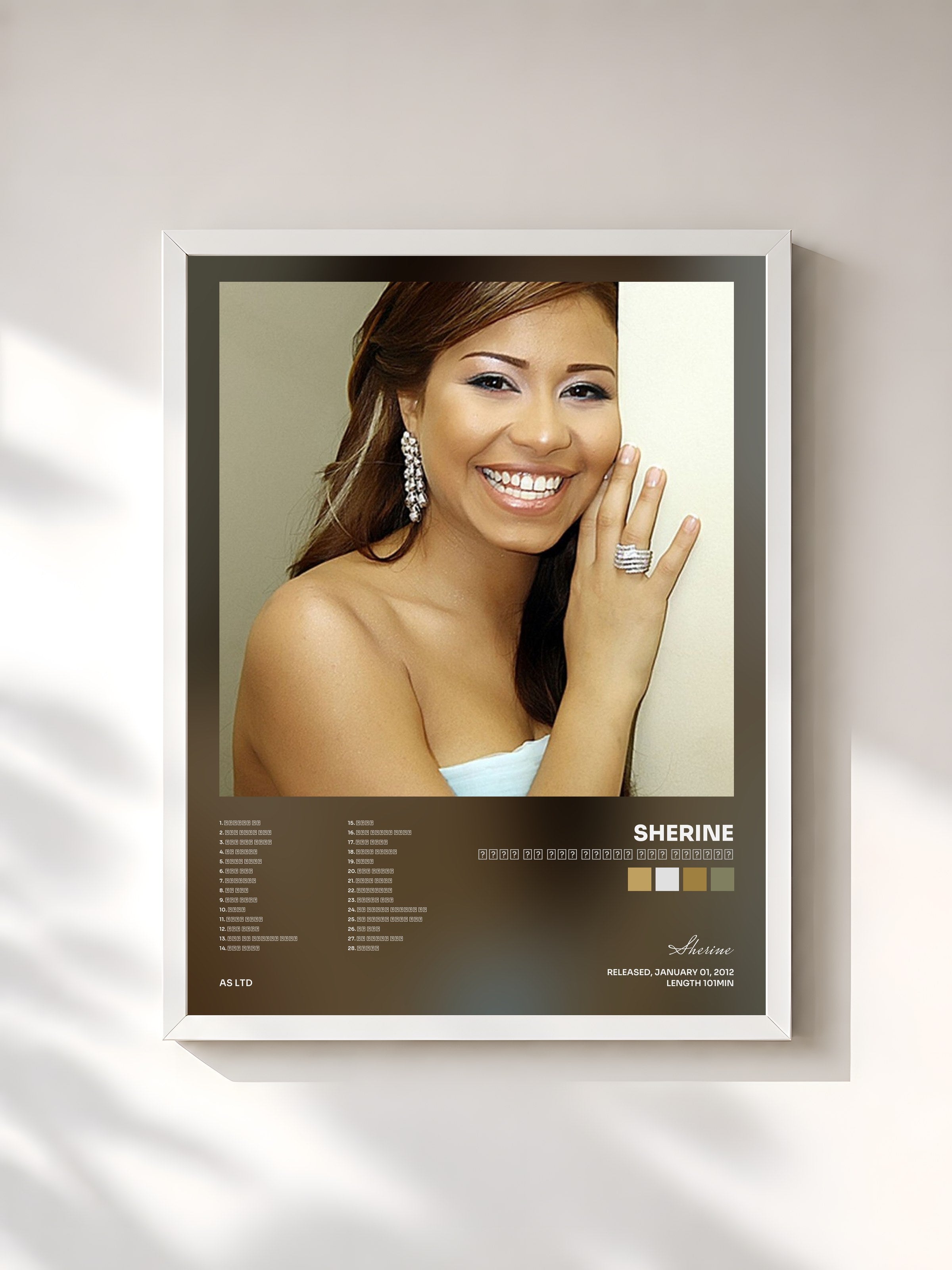 #blanc Tableau de l'album احلي ما غنت شيرين عبد الوهاب de Sherine, cadre blanc, imprimé et encadré en France