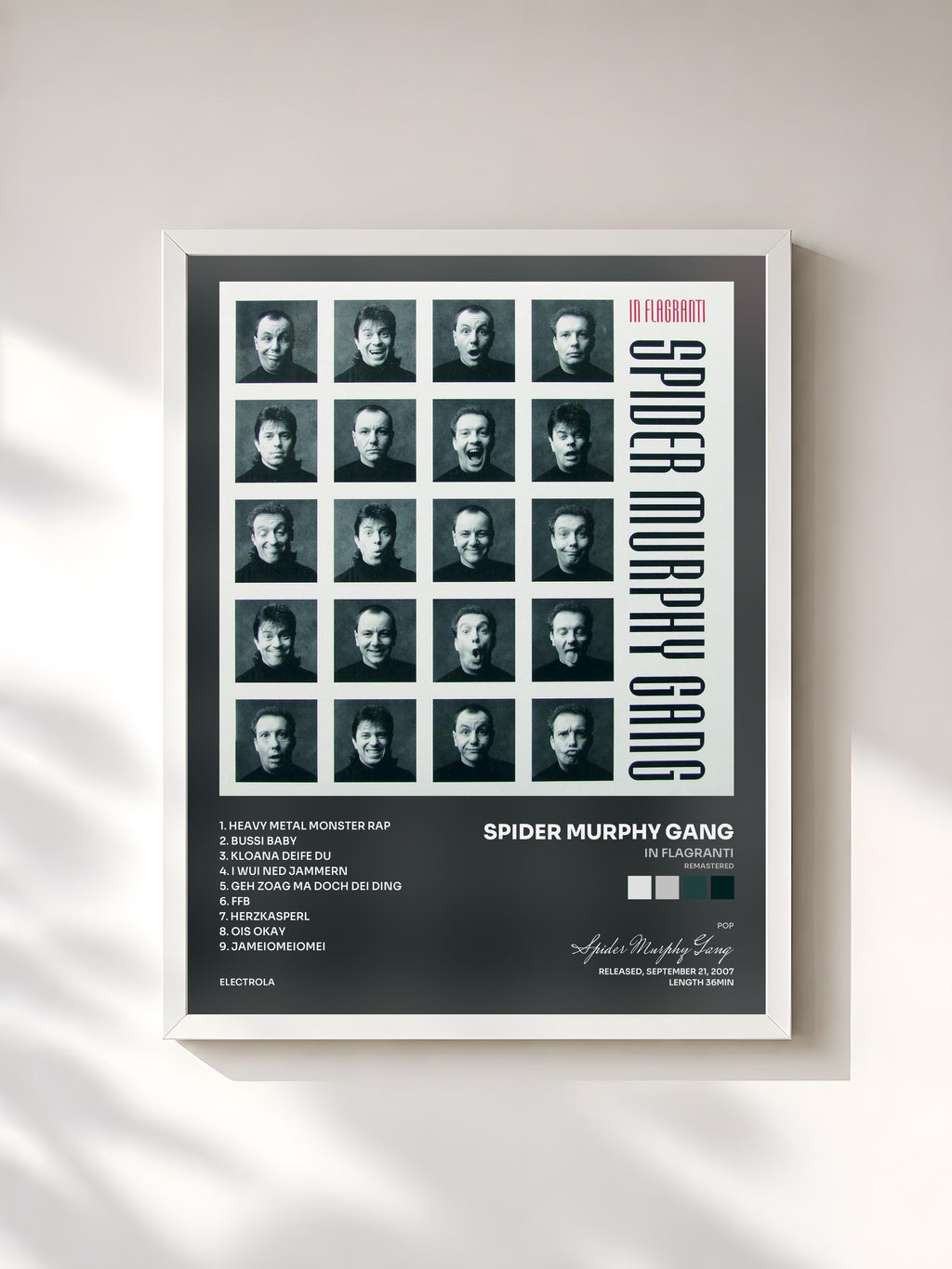 #blanc Tableau de l'album In Flagranti (Remastered) de Spider Murphy Gang, cadre blanc, imprimé et encadré en France