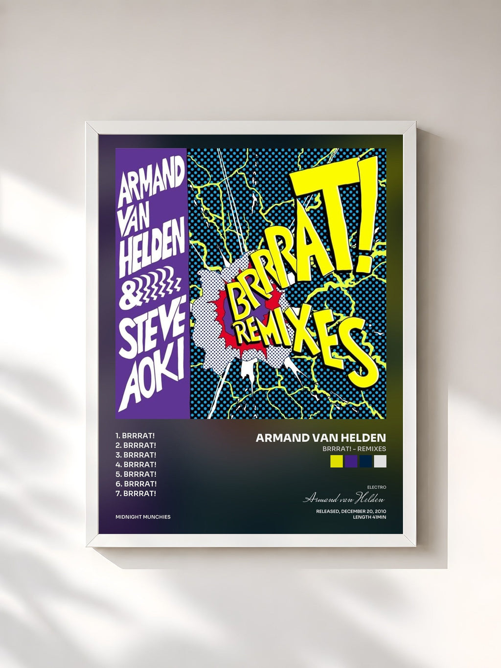 #blanc Brrrat! - REMIXES by Armand van Helden as a framed art print, white frame, printed and framed in France