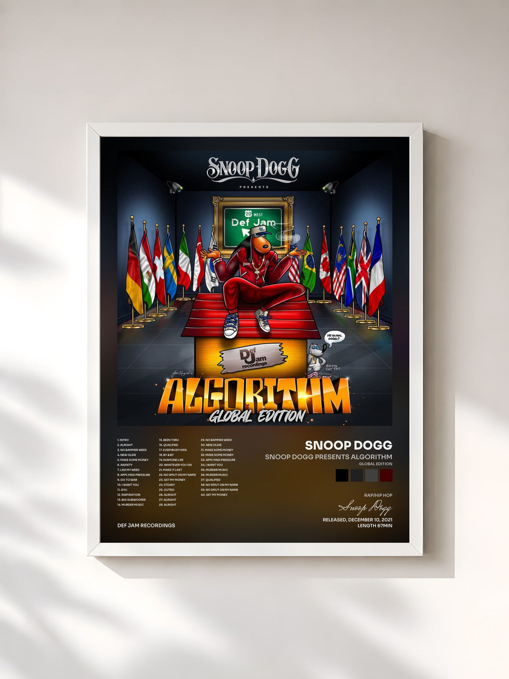 #blanc Tableau de l'album Snoop Dogg Presents Algorithm (Global Edition) de Snoop Dogg, cadre blanc, imprimé et encadré en France