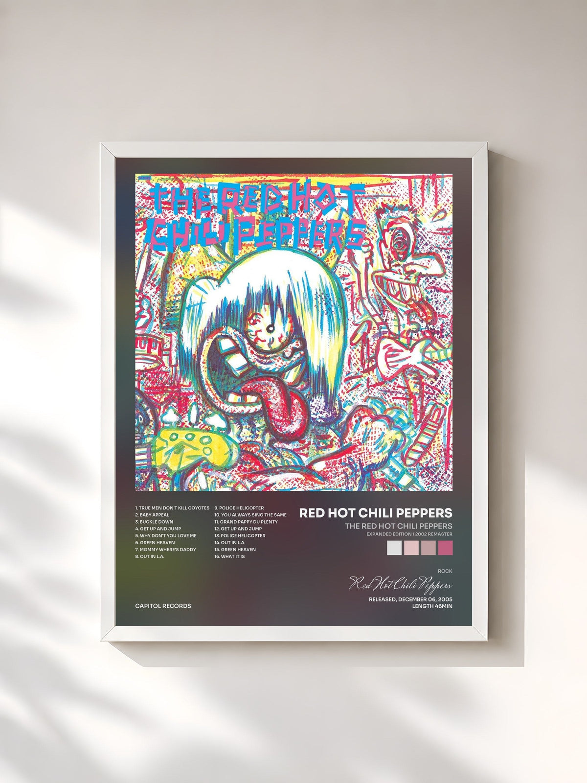 #blanc Tableau de l'album The Red Hot Chili Peppers (Expanded Edition / 2002 Remaster) de Red Hot Chili Peppers, cadre blanc, imprimé et encadré en France