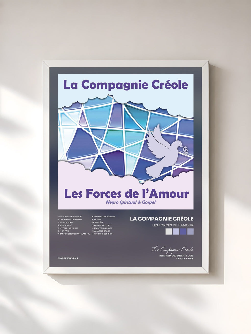 #blanc Les Forces de l'Amour de La Compagnie Créole en lámina enmarcada, marco blanco, impresa y enmarcada en Francia