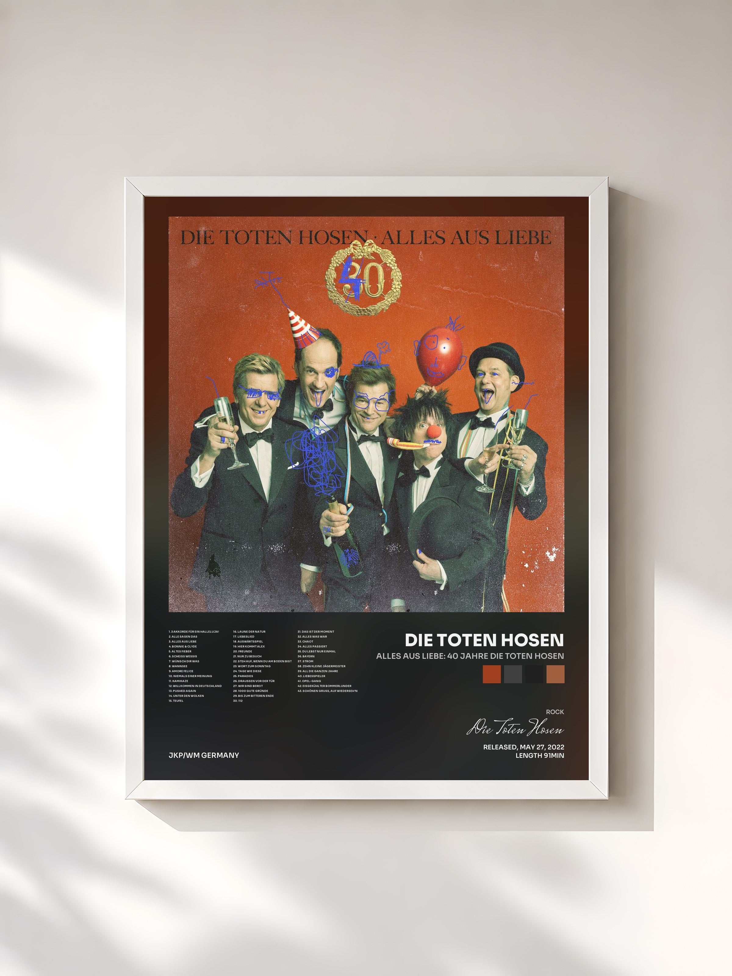 #blanc Tableau de l'album Alles aus Liebe: 40 Jahre Die Toten Hosen de Die Toten Hosen, cadre blanc, imprimé et encadré en France