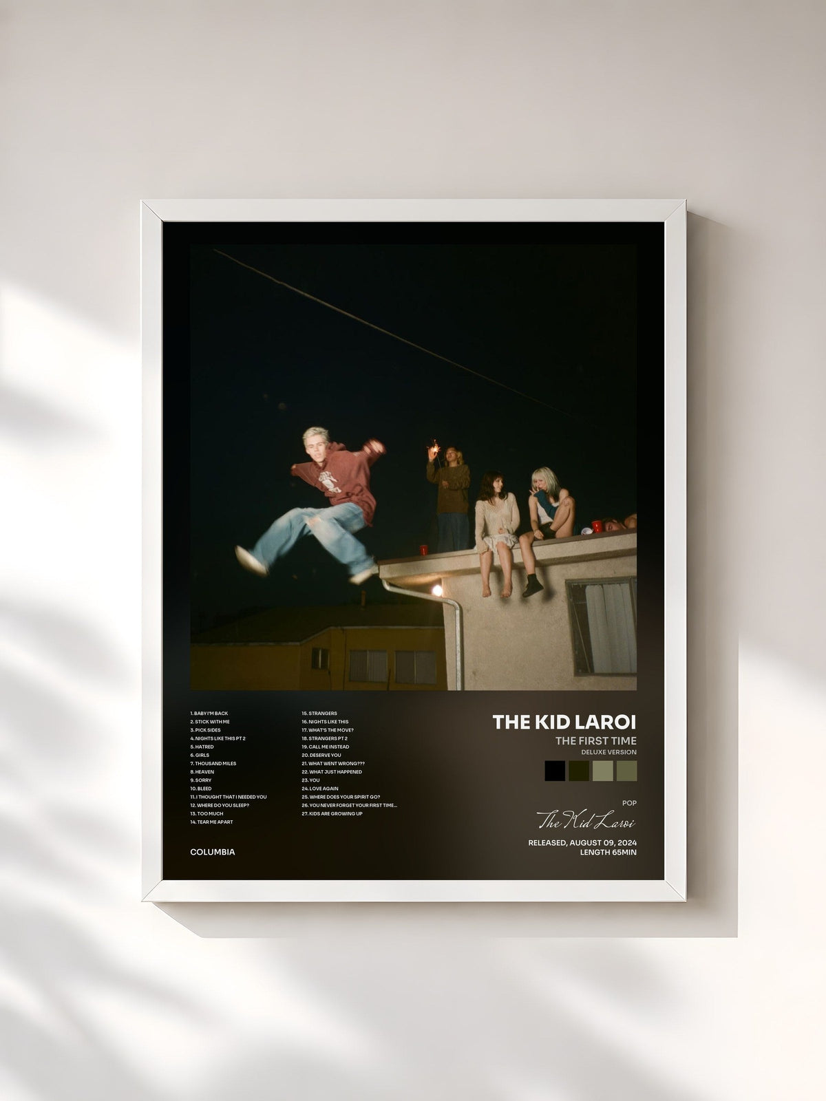 #blanc THE FIRST TIME (DELUXE VERSION) by The Kid Laroi as a framed art print, white frame, printed and framed in France