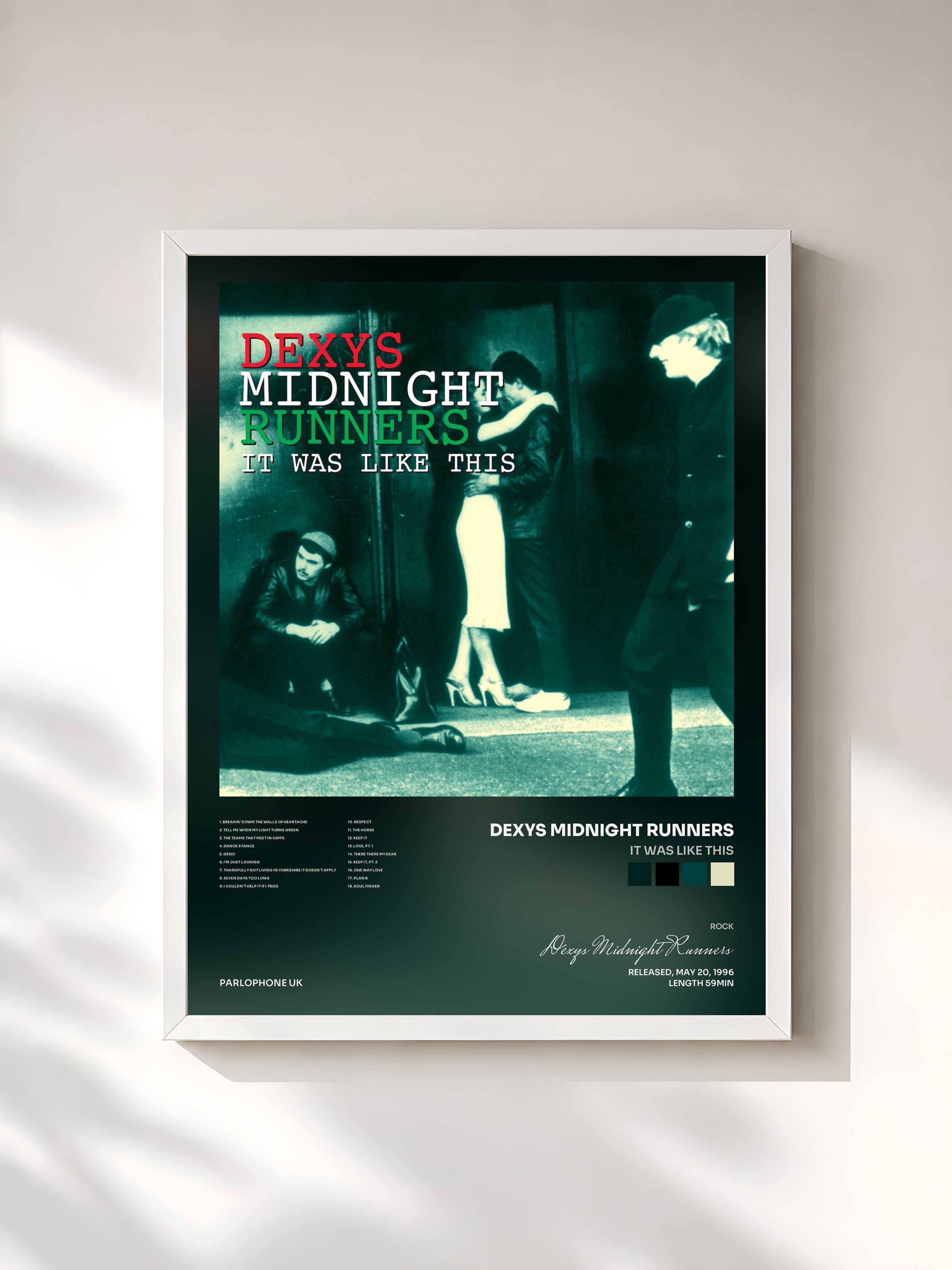 #blanc Tableau de l'album It Was Like This de Dexys Midnight Runners, cadre blanc, imprimé et encadré en France